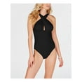 thumbnail image 1 of MICHAEL MICHAEL KORS Women's Black Removable Cups Lined Ruched Convertible Halter One Piece Swimsuit 12, 1 of 2