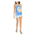 thumbnail image 1 of MICHAEL MICHAEL KORS Women's Blue Tie Dye Stretch Tie-Front Hem Racerback Swimsuit Cover Up M, 1 of 3