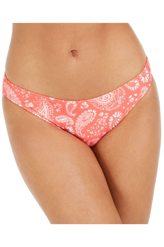 Women's Coral Paisley Stretch Lined Moderate Coverage Bikini Swimsuit Bottom XS