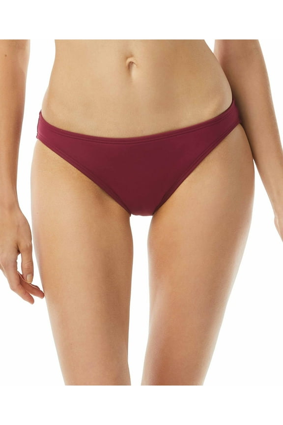 MICHAEL MICHAEL KORS Women's Maroon Stretch Bikini Lined Moderate Coverage Hipster Swimsuit Bottom XS