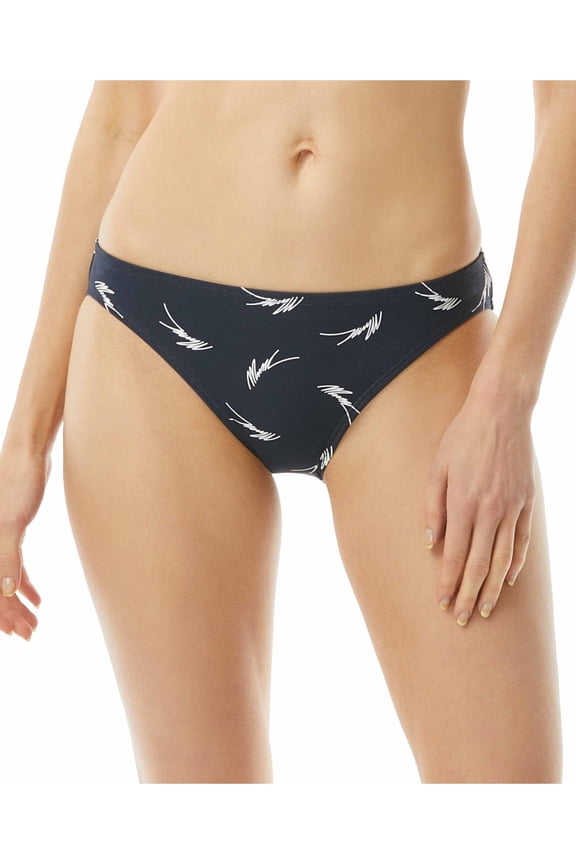 Women's Navy Printed Stretch Sits At Low Hips Lined Full Coverage Bikini Swimsuit Bottom XL