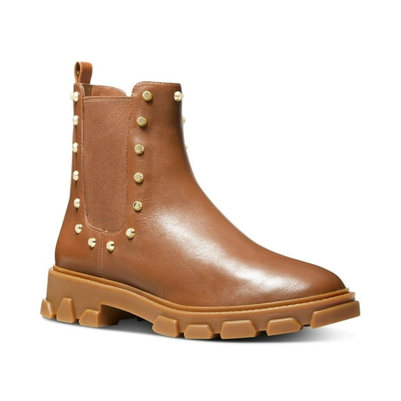 MICHAEL MICHAEL KORS Women's Ridley Studded Lug-Sole Chelsea Booties B4HP (Luggage,7)