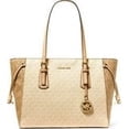 MICHAEL MICHAEL KORS Women's Voyager Medium Crossgrain Leather Tote Bag, 30S0GV6T2B-798 Buttermilk Multi