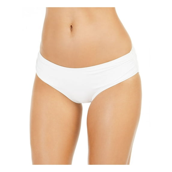 MICHAEL MICHAEL KORS Women's White Stretch Lined Full Coverage Shirred Bikini Swimsuit Bottom M