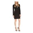 thumbnail image 1 of MICHAEL MICHAEL KORS Womens Black Long Sleeve V Neck Cocktail Sheath Dress S, 1 of 4