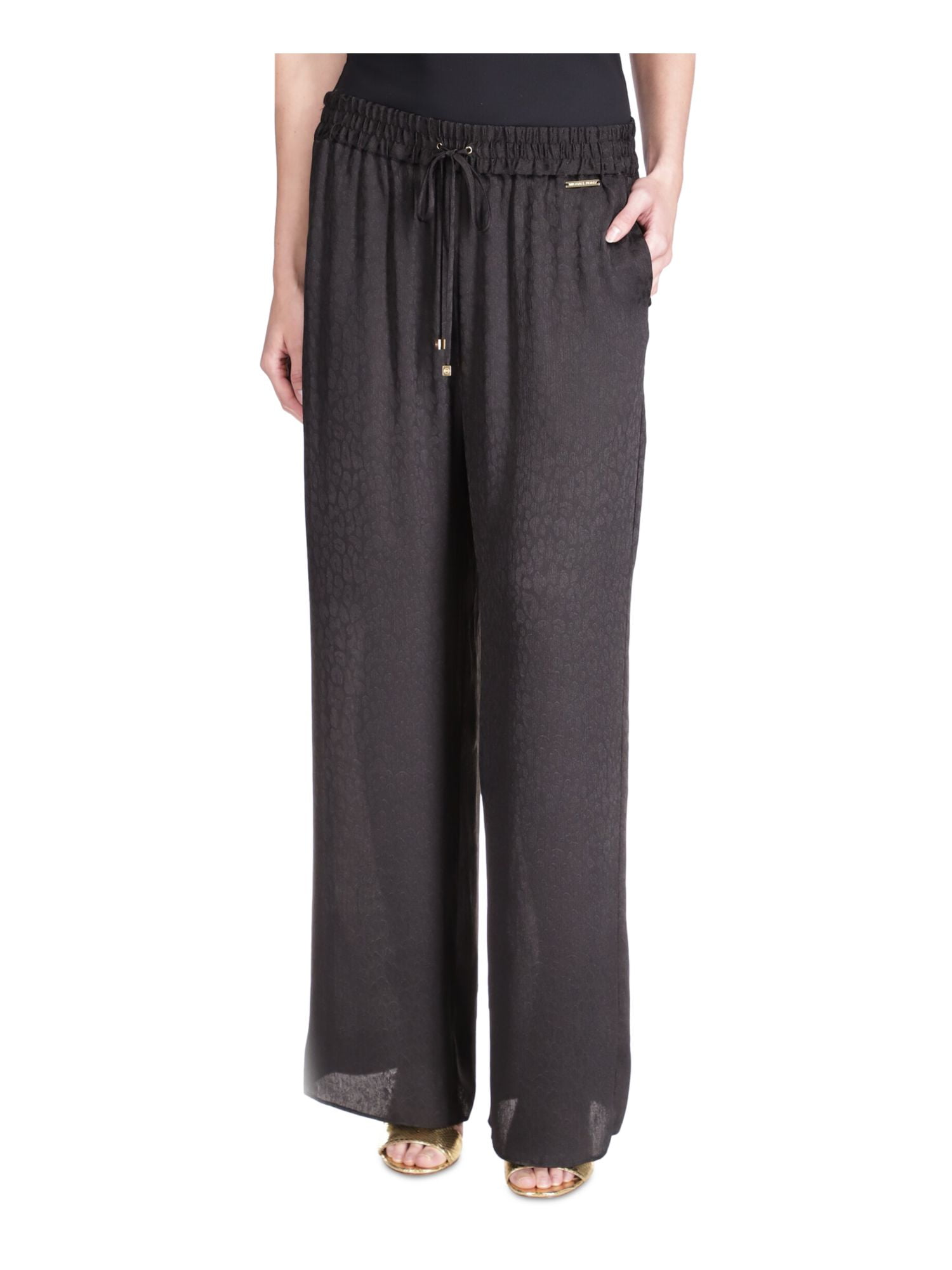 パンツ Michael Kors Woman Pants Black MT530VRAYJ 001 MICHAEL MICHAEL KORS Womens Black Pocketed Drawstring Waist