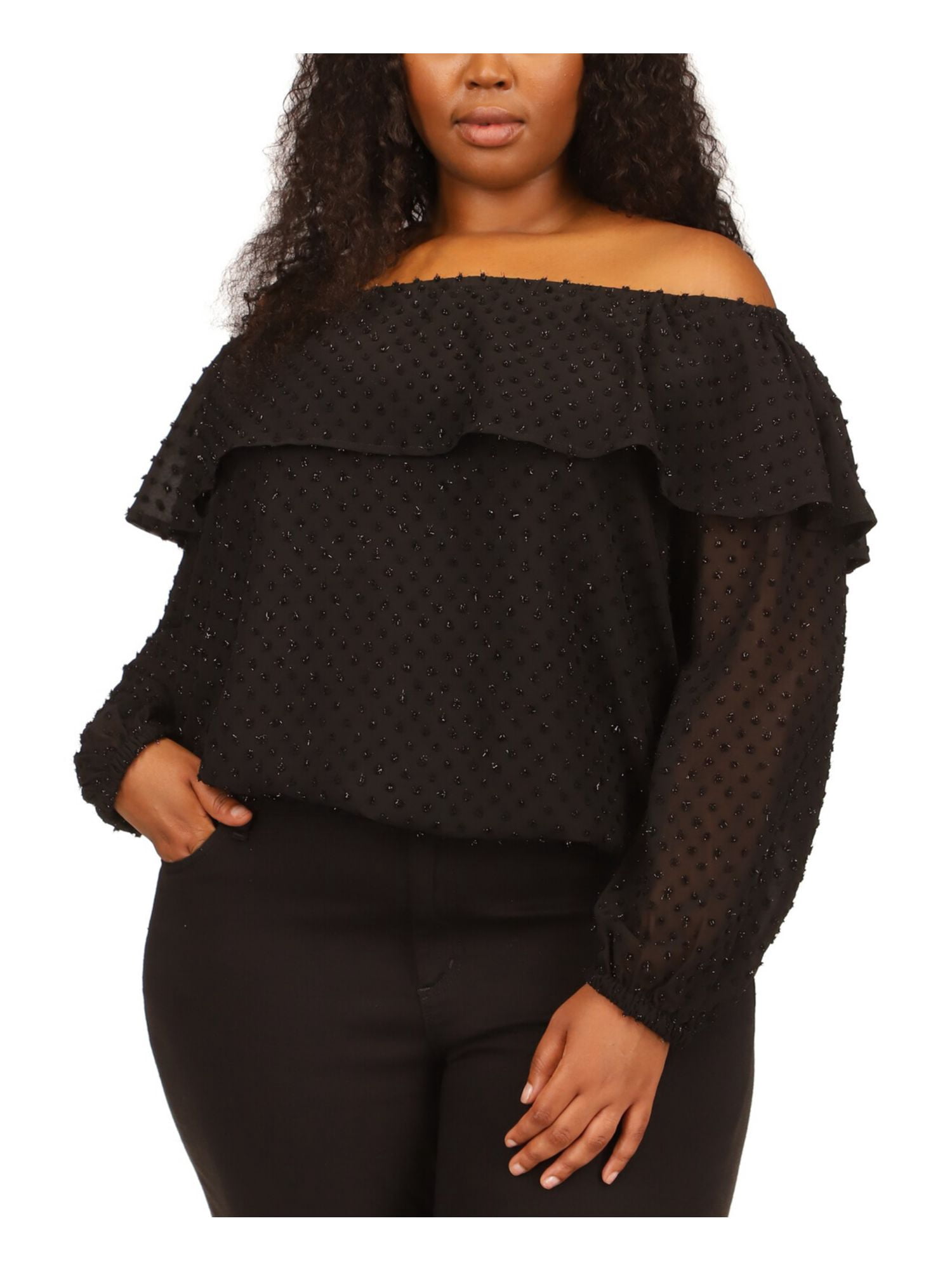 black sheer overlay top