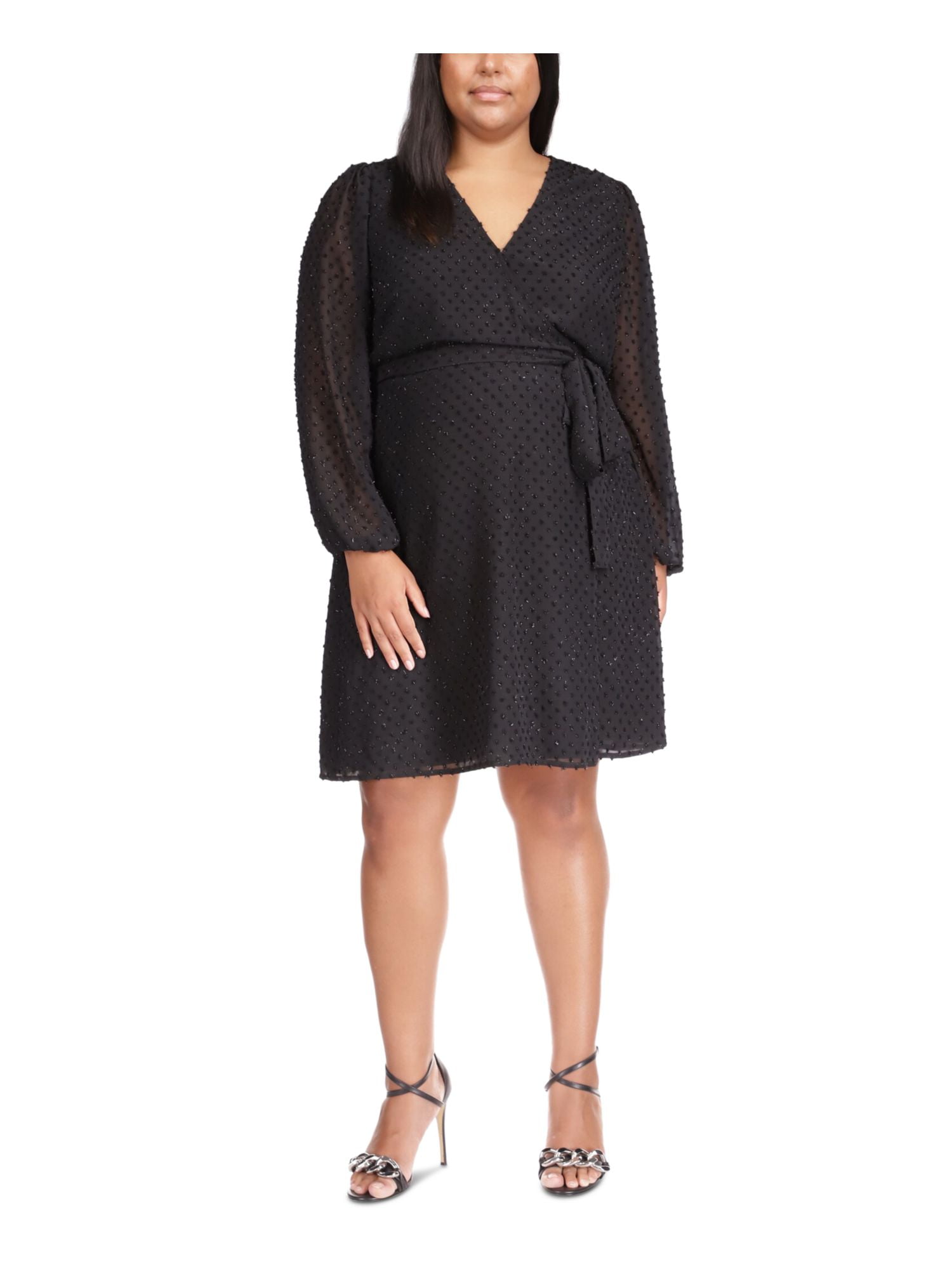 MICHAEL MICHAEL KORS Womens Black Textured Tie Hook Closure Lined