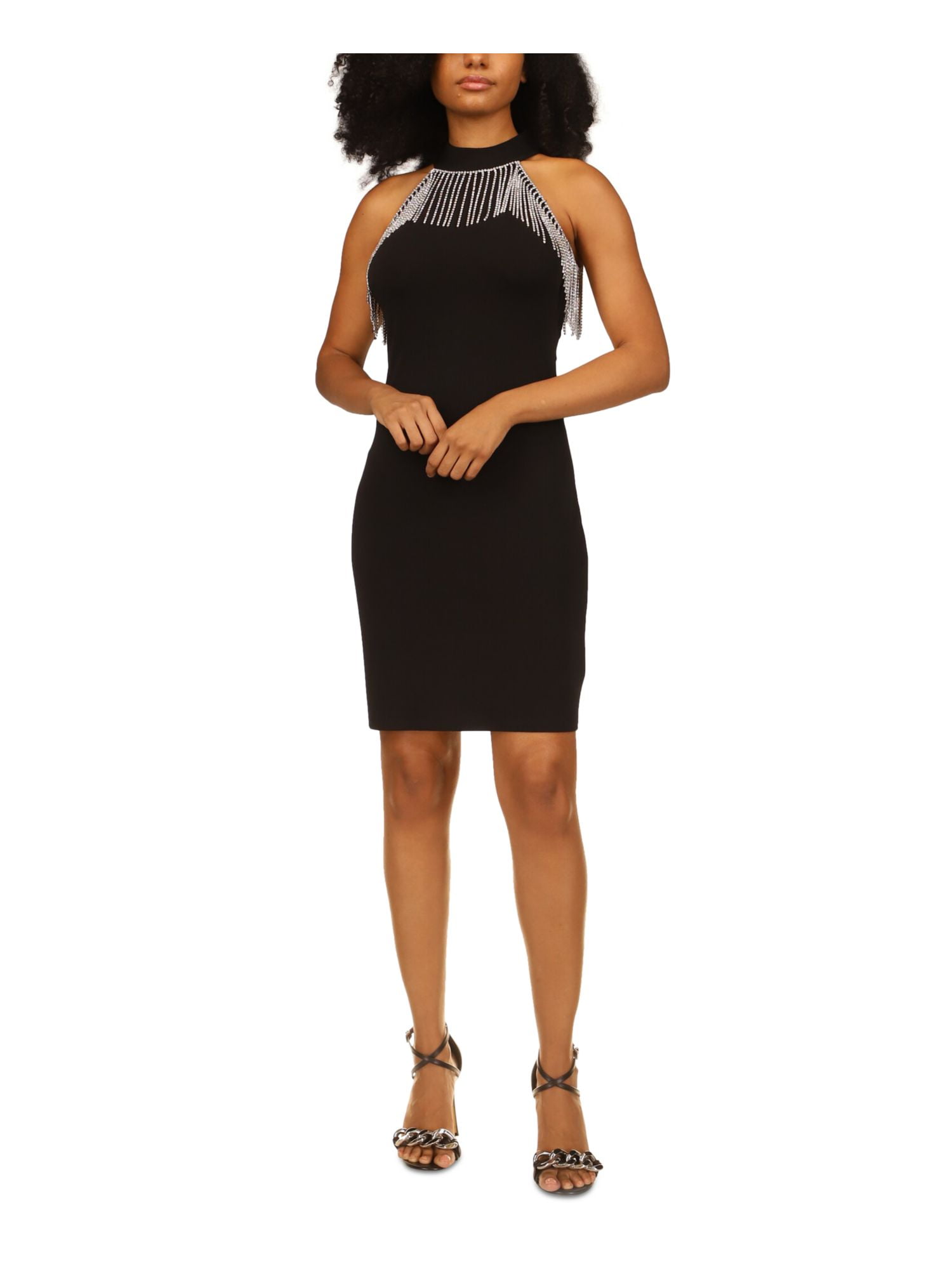 MICHAEL MICHAEL KORS Womens Black Zippered Unlined Fringed