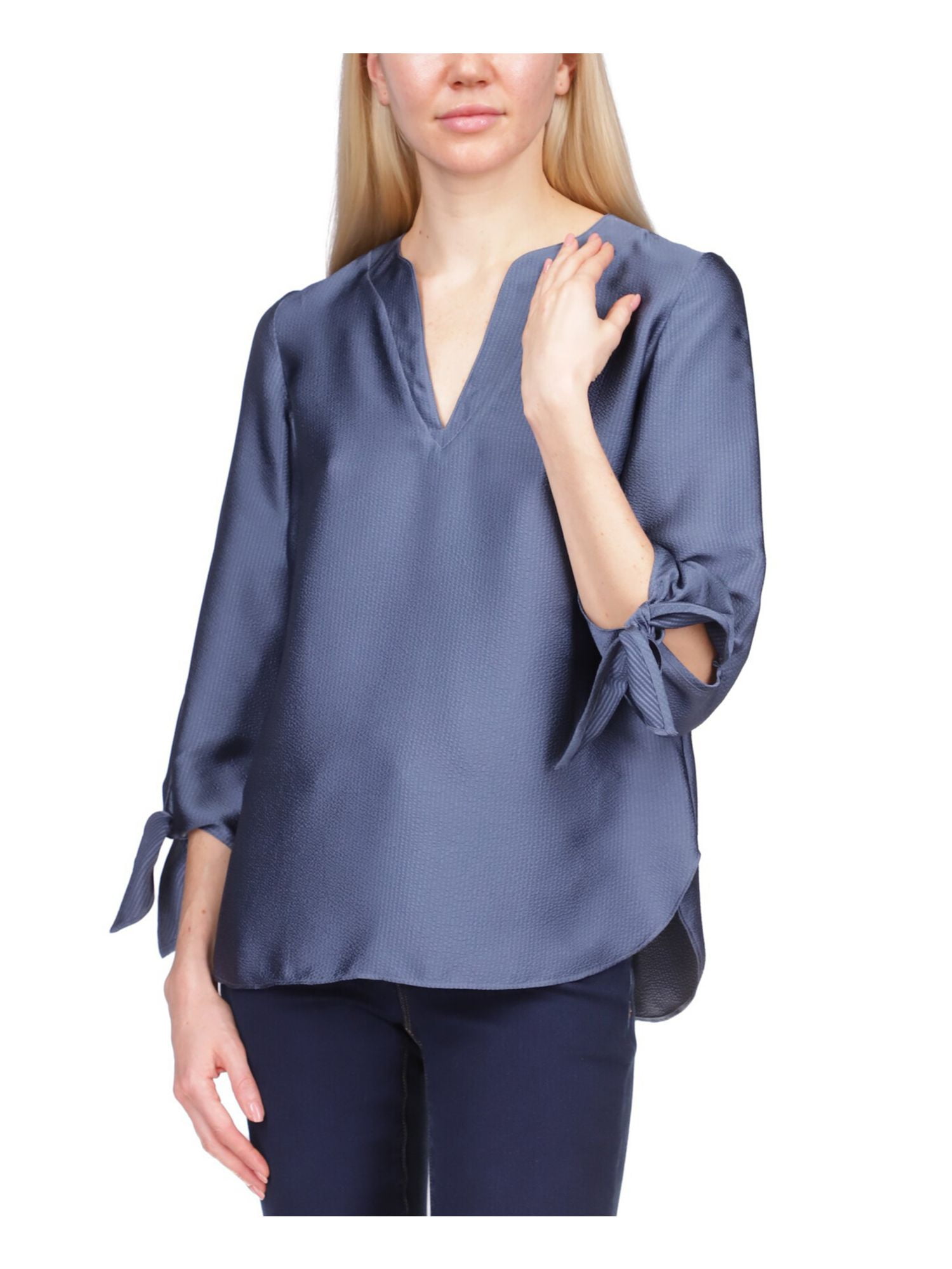MICHAEL MICHAEL KORS Womens Blue Tie Textured Sheer Round MICHAEL MICHAEL KORS Womens Blue Tie Textured Sheer Round