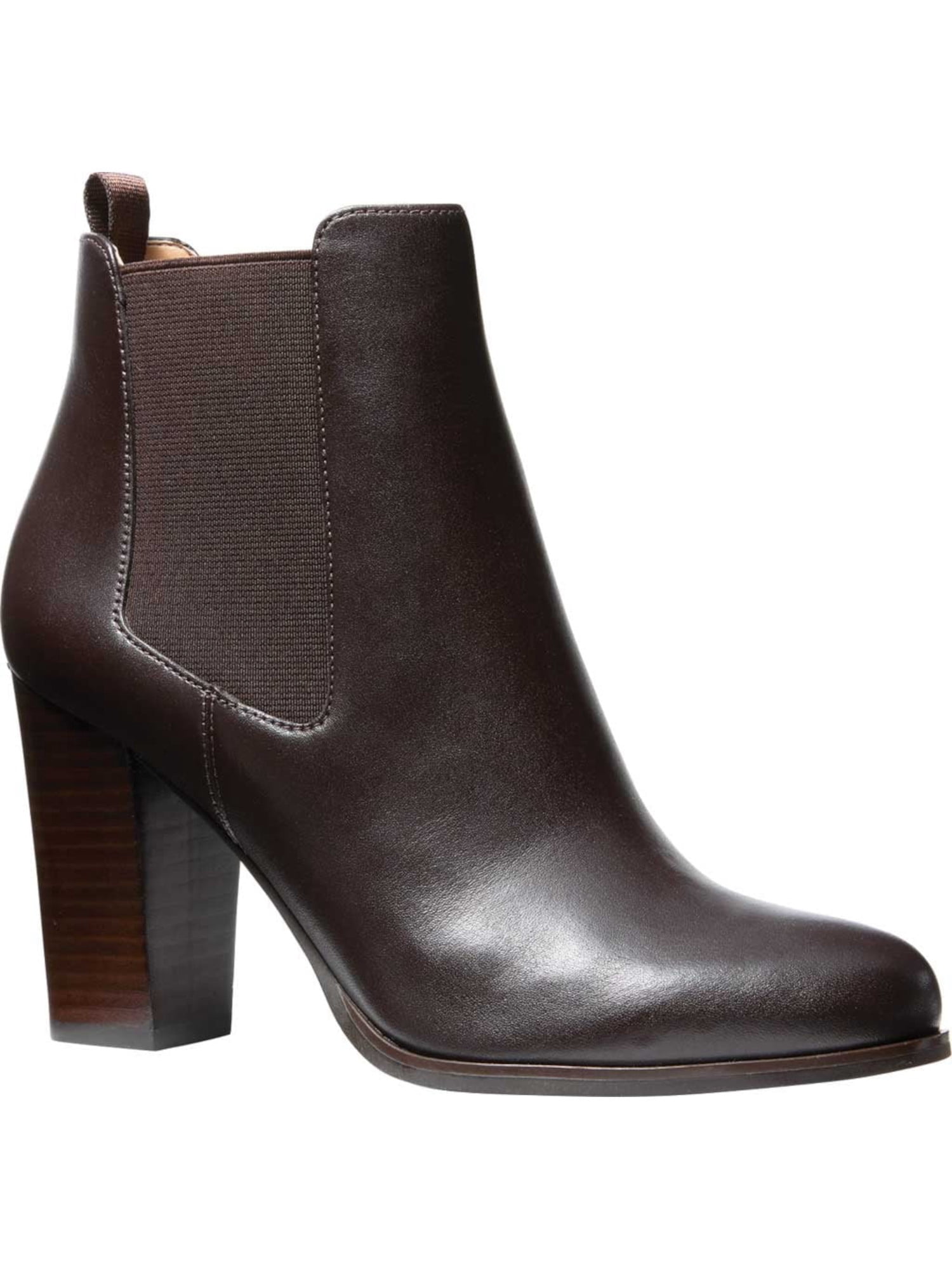 BARBOUR Womens Brown Diamond Quilt Stitched Heel Pull-Tab Goring Camelia Round Toe Block Heel Leather Chelsea Boot