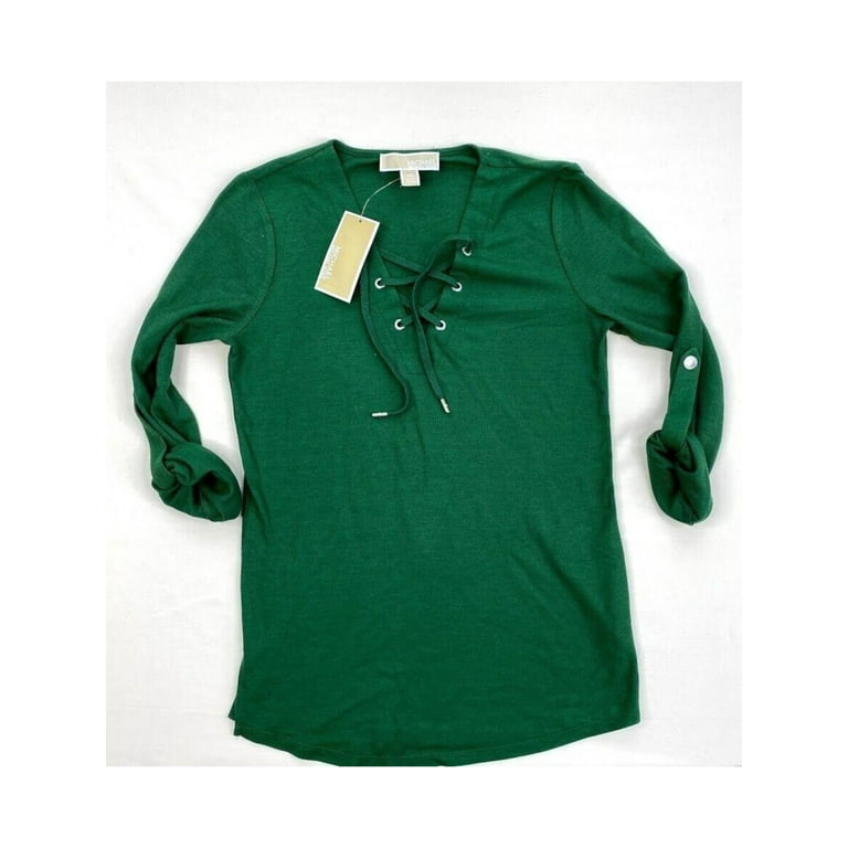 MICHAEL MICHAEL KORS Womens Green Embellished Lace up Roll tab
