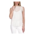thumbnail image 1 of MICHAEL MICHAEL KORS Womens Ivory Ruffled Sheer Dewdrop Lined Hook And Eye Polka Dot Short Sleeve Split Top XS, 1 of 4