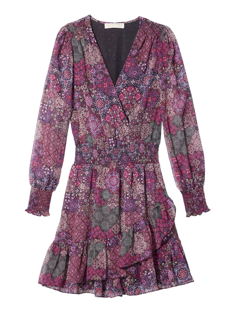 MICHAEL MICHAEL KORS Womens Purple Ruffled Smocked Printed