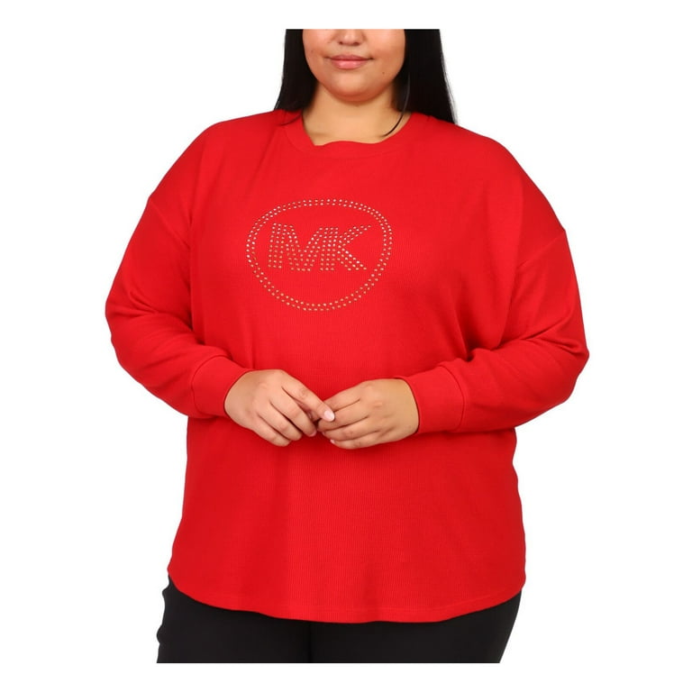 MICHAEL MICHAEL KORS Womens Red Long Sleeve Crew Neck Top 1X Walmart