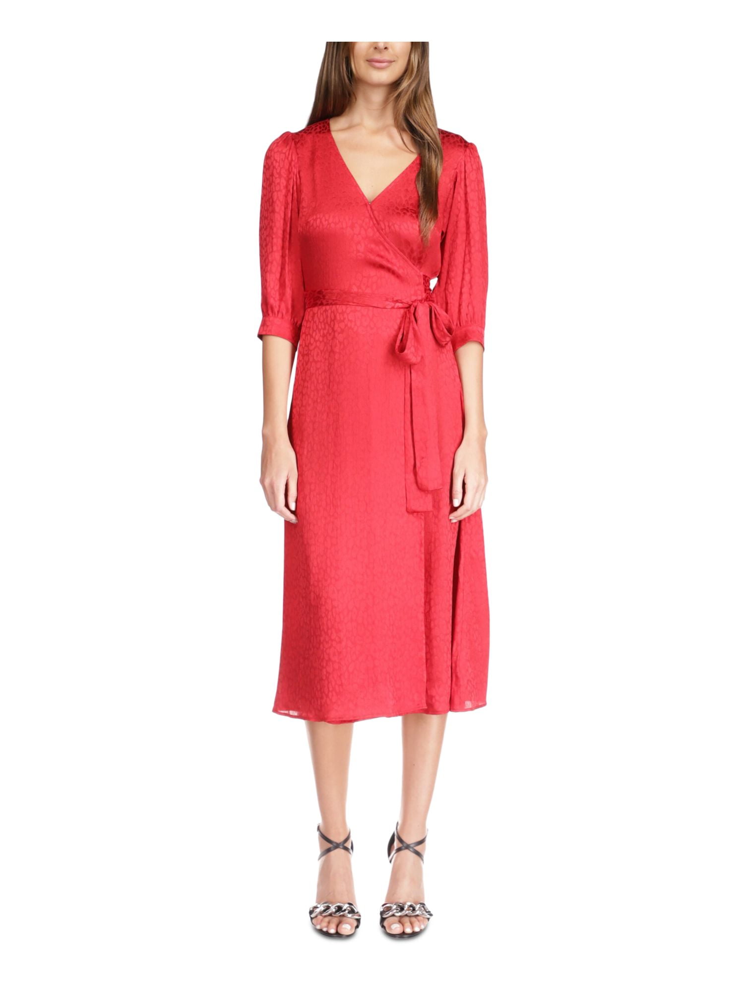 MICHAEL MICHAEL KORS Womens Red Pocketed Tie Belt Animal Print 3/4