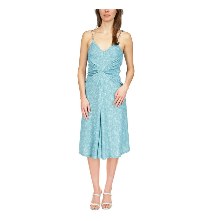 MICHAEL MICHAEL KORS Womens Teal Zippered Twist Front Chain