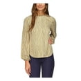 thumbnail image 1 of MICHAEL MICHAEL KORS Womens White Unlined Chain Collar Tie Curved Hem Printed Long Sleeve Round Neck Top S, 1 of 4