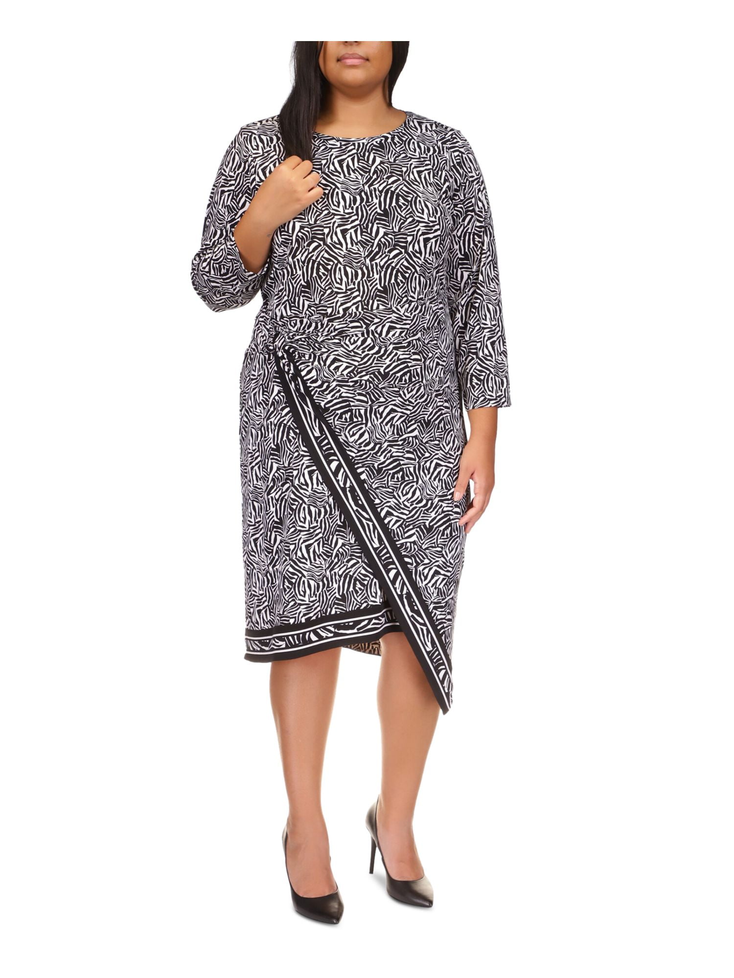 MICHAEL MICHAEL KORS Womens White Unlined Ruched Asymmetric Hem O