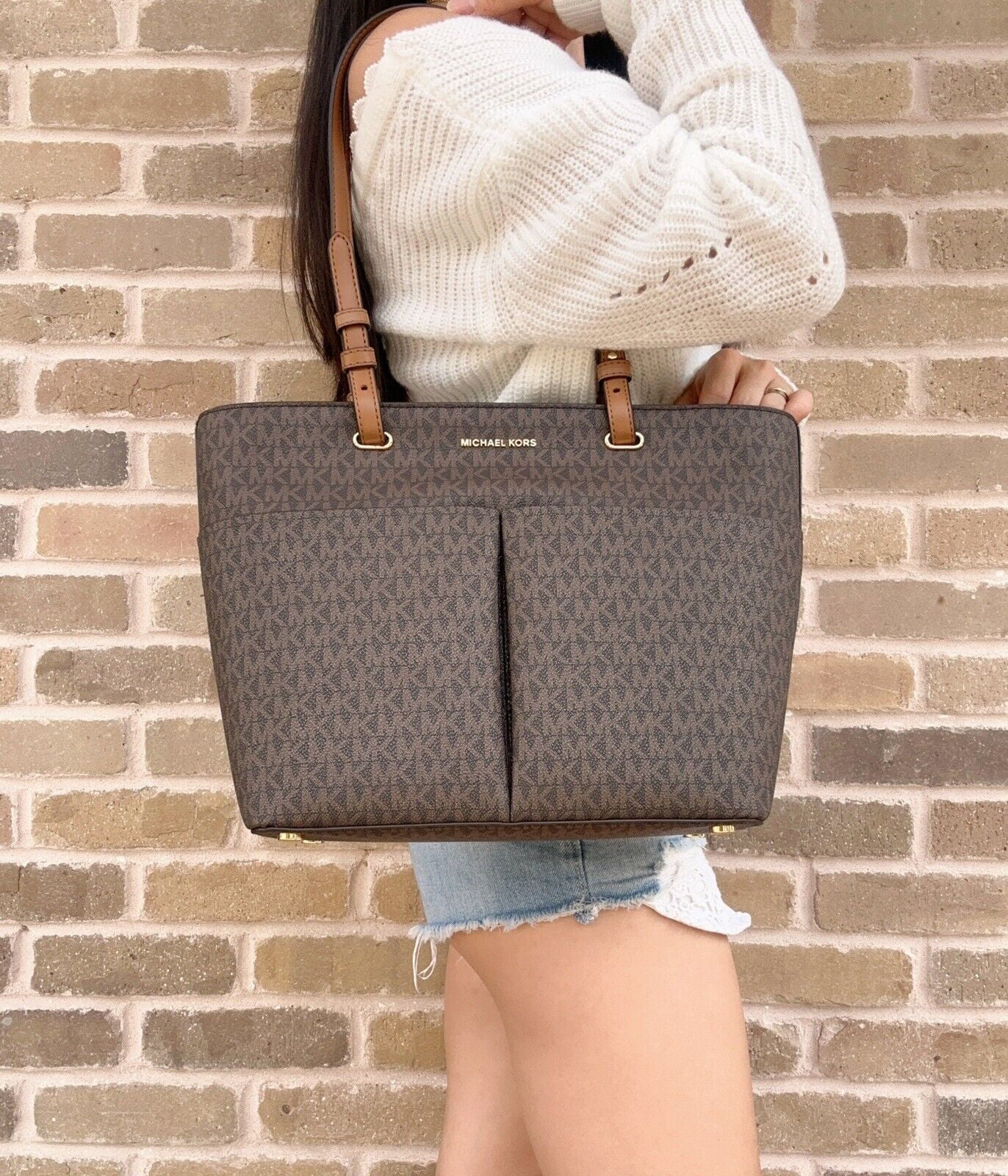 Leather Michael Kors Bedford Travel Tote Michael Michael Medium