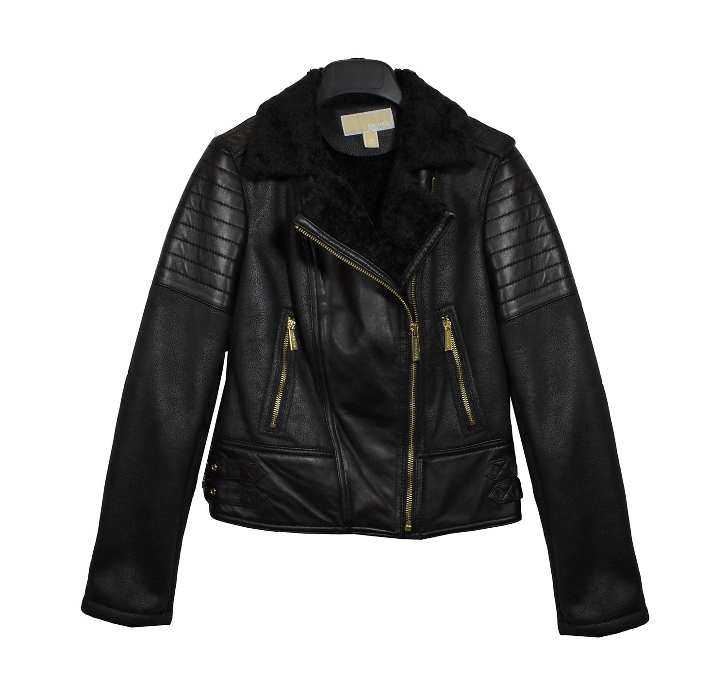 Black Leather and Faux Shearling Jacket by MICHAEL Michael Kors in Nepal at NPR 42645 Rating 4