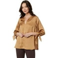 thumbnail image 1 of MICHAEL Michael Kors DARK CAMEL Women's Solid Satin Tie Top, US S, 1 of 4