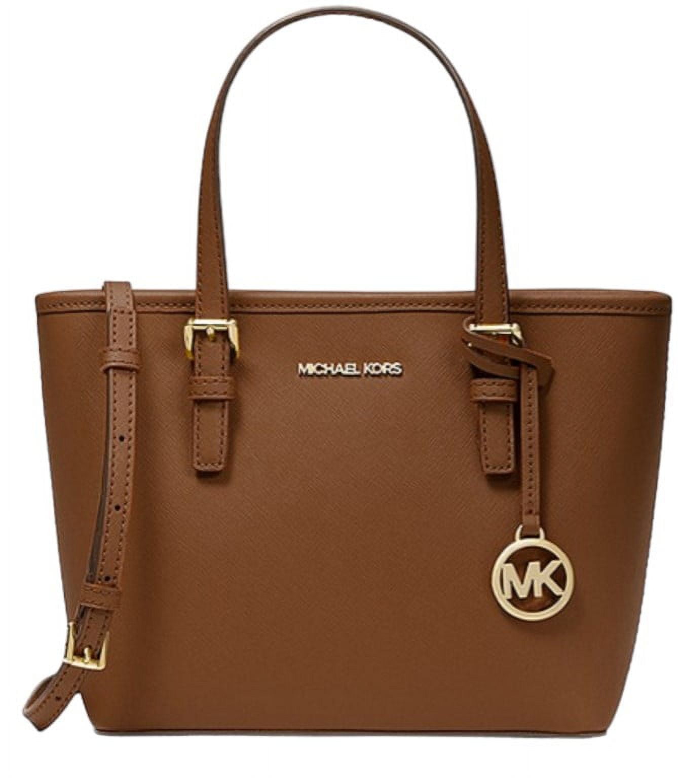 Michael Kors Jet Set Signature Handbag Tote Bag Purse Brown Tan