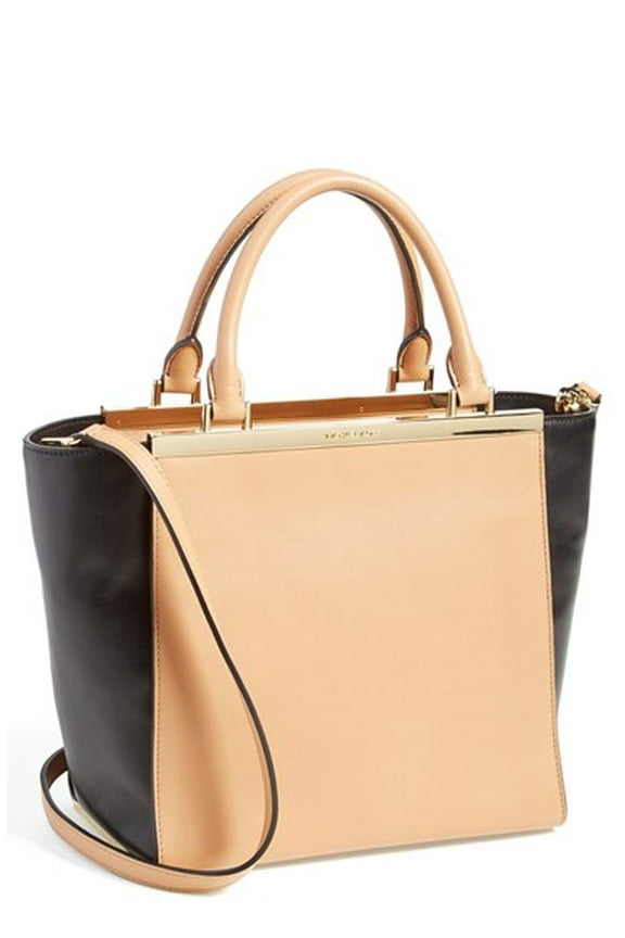MICHAEL Michael Kors Lana Medium Leather Tote in Suntan/Black