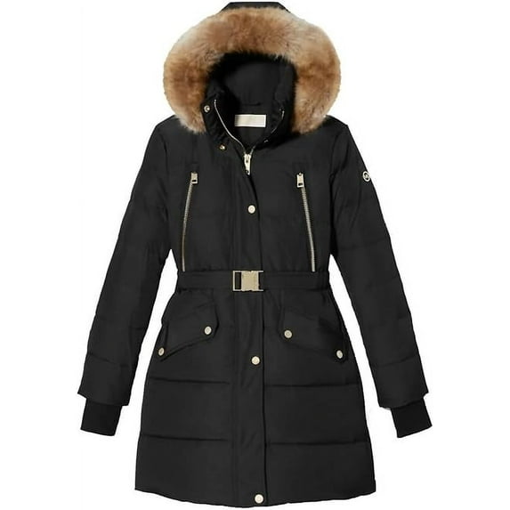 MICHAEL Michael Kors Women's Down Winter Coat With Hood (Black, XS)