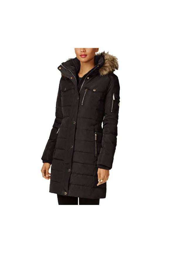 MICHAEL Michael Kors Women's Puffer Winter Coat with Zip Out Hood (Black, S)