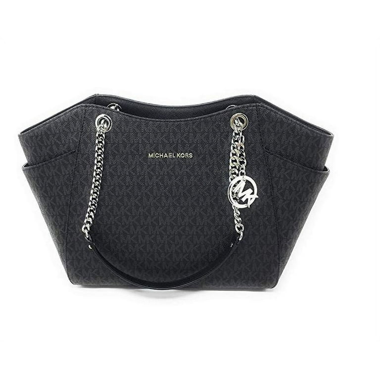 Michael Kors Jet Set Travel Large Chain Female Shoulder Tote Handbag Black  MK Signature