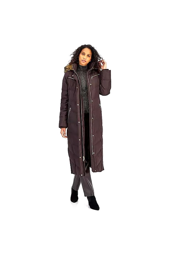 MICHAEL Michael Kors Women's Maxi Down Winter Coat (Chocolate, M)