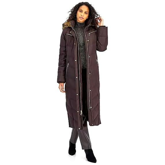 MICHAEL Michael Kors Women's Maxi Down Winter Coat (Chocolate, XL)
