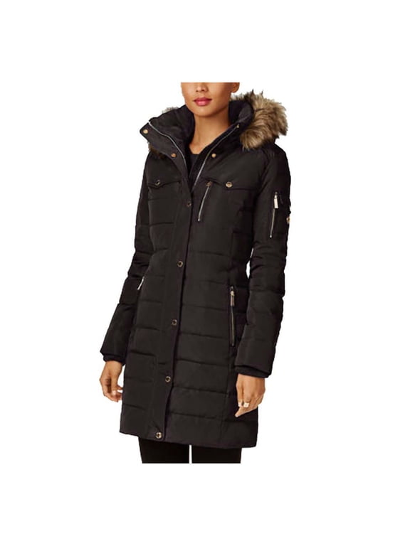 MICHAEL Michael Kors Women's Puffer Winter Coat with Zip Out Hood Black XXS