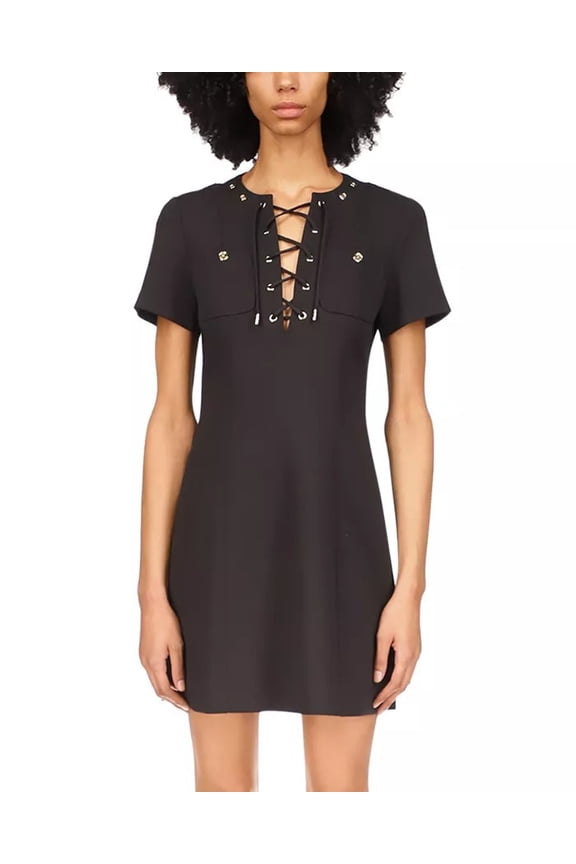 MICHAEL Michael Kors Womens Lace Up Mod Dress Size 0 Black