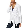 thumbnail image 1 of Michael Michael Kors Linen Pinstriped Belted Blazer White 6, 1 of 2