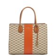 thumbnail image 1 of MICHAEL Michael Kors Womens Mercer Stripe Heritage Tote Bag Orange One Size, 1 of 3