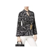 MICHAEL Michael Kors Womens Petites Bishop Sleeves Tie Pullover Top