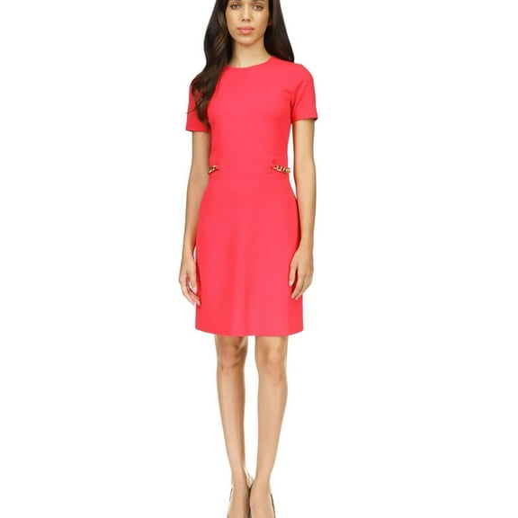 Michael Kors Womens Scuba Hardware Mini Sheath Dress, Red, Petite, PXL