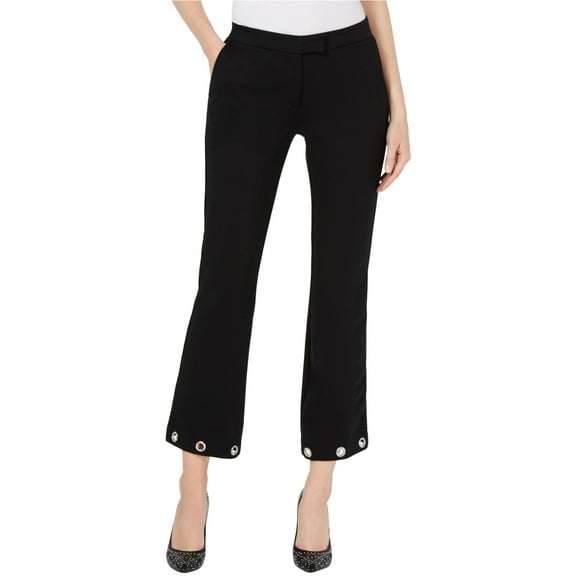 Michael Kors Womens Grommet Detail Casual Cropped Pants, Black, Petite, PP/PXS