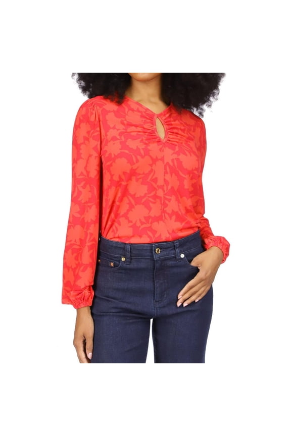 Womens Shadow Fleur Pullover Blouse, Pink, Petite, PM