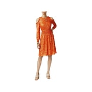 MICHAEL Michael Kors Womens Petites Metallic Cold Shoulder Party Dress