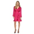 thumbnail image 1 of Michael Kors Womens Jacquard Snake Ruffled Dress, Pink, Petite, PM, 1 of 1