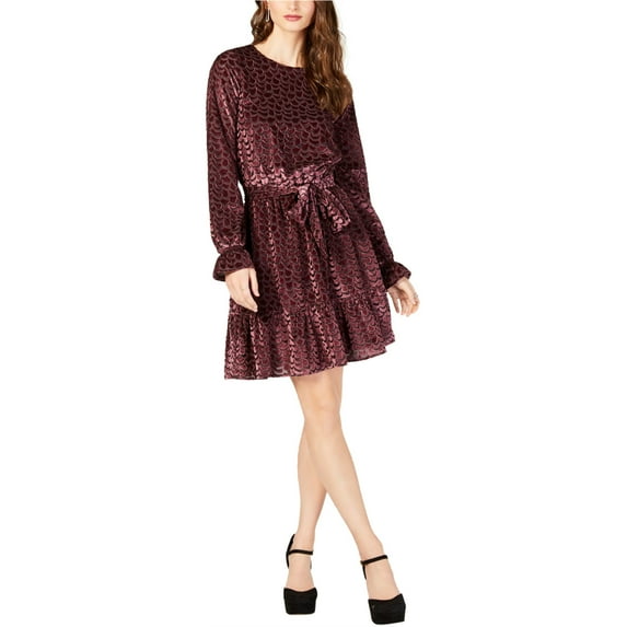 Michael Kors Womens Velvet Mini Dress, Purple, Petite, PL