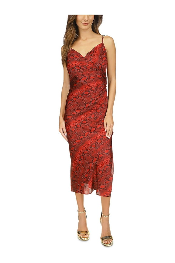 Womens Snake Print Midi Slip Dress