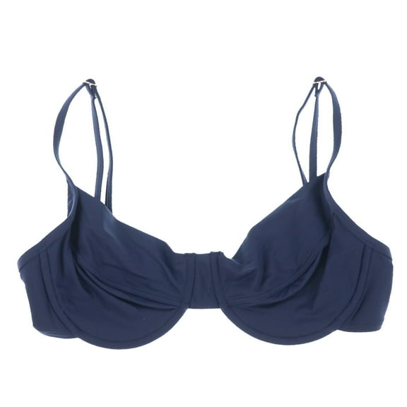 Michael Kors Women's Swim Suit Top Solid Underwire Bikini Solid Navy Large New