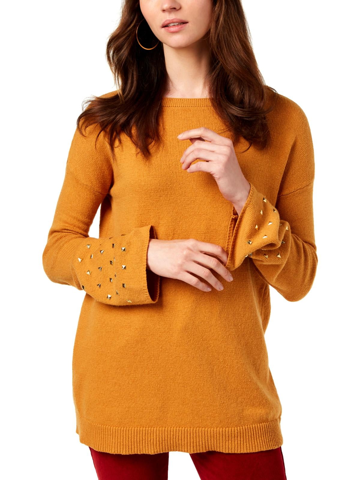 MICHAEL Michael Kors Womens Wool Studded Pullover Sweater Yellow L Walmart