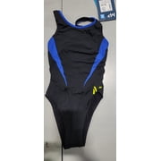 MICHAEL PHELPS SPLICE MID BACK SWIMSUIT - SIZE WOMEN 26 - BLACK/ROYAL BLUE