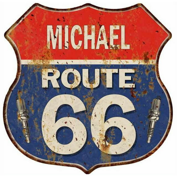 MICHAEL Route 66 Sign Shield Metal Gift Man Cave Gift 211110002420