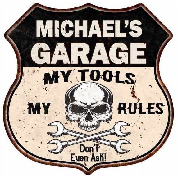 MICHAEL'S Garage My Tools My Rules Skull 12x12 Metal Sign 211110025007